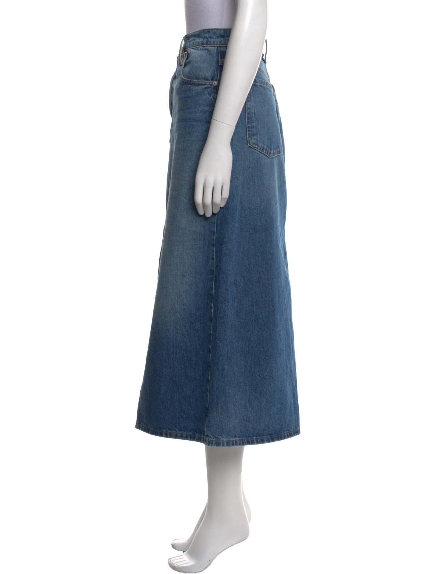 FRAME Raw-Edge Trim Midi Length Skirt