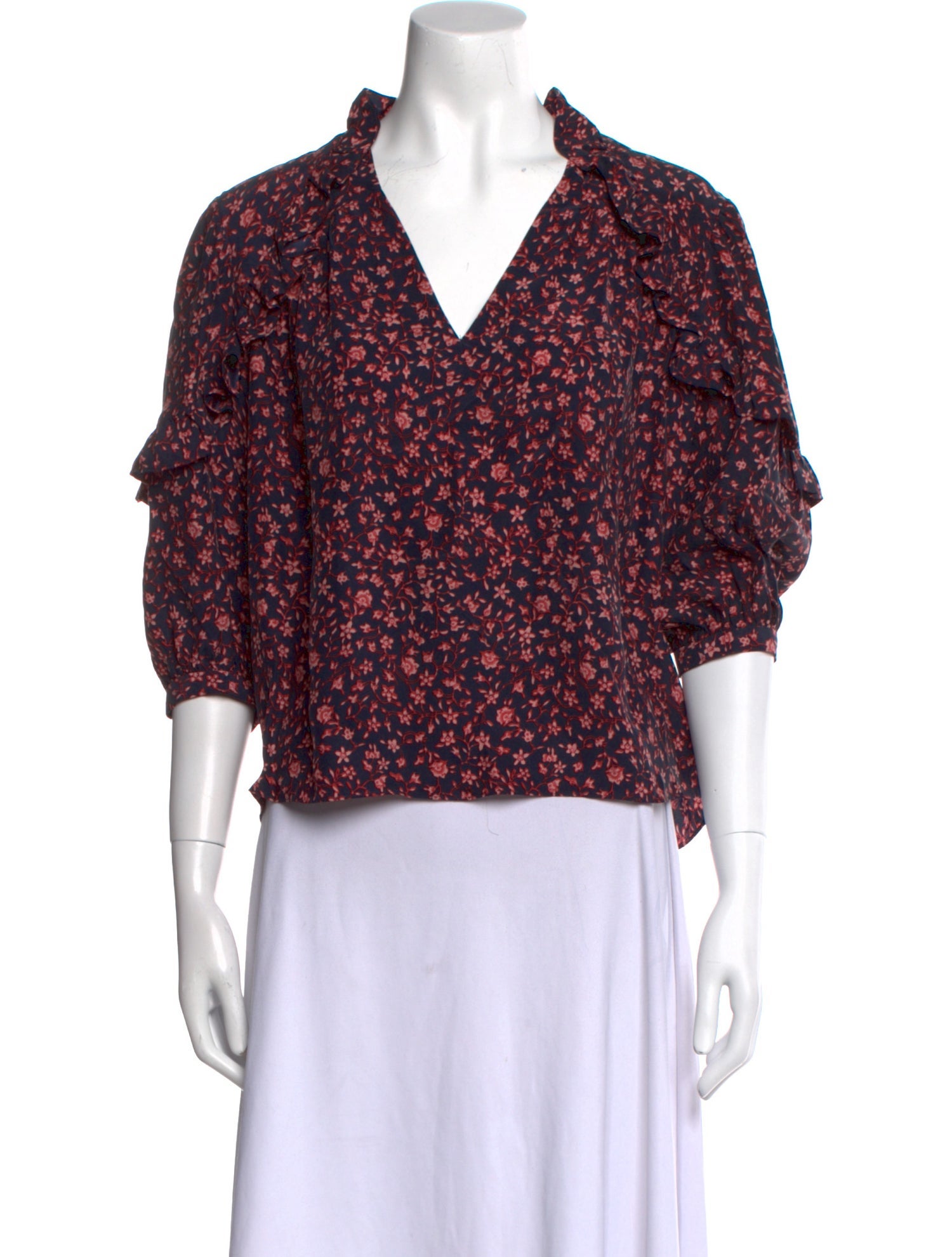 FRAME Silk Floral Print Blouse