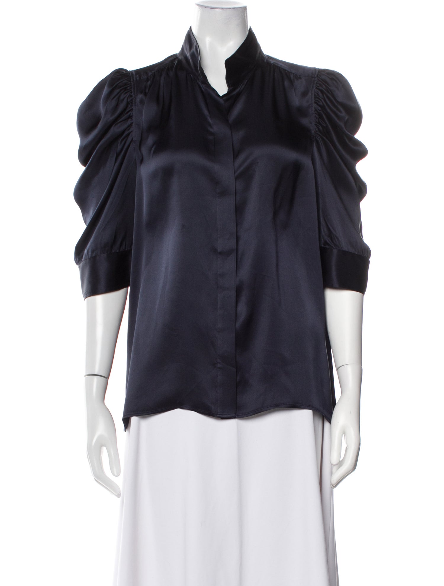 FRAME Silk Three-Quarter Sleeve Blouse
