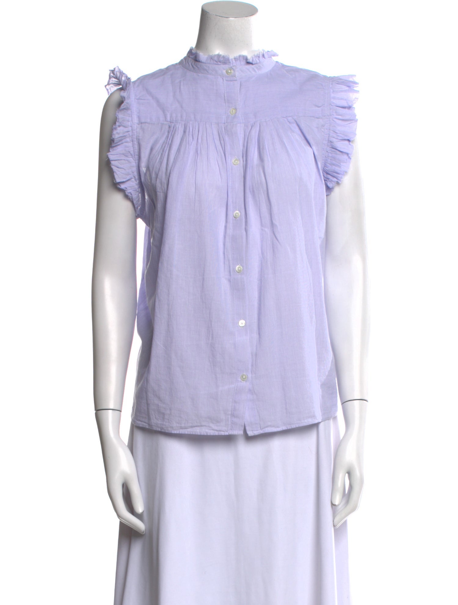 FRAME Mock Neck Short Sleeve Button-Up Top