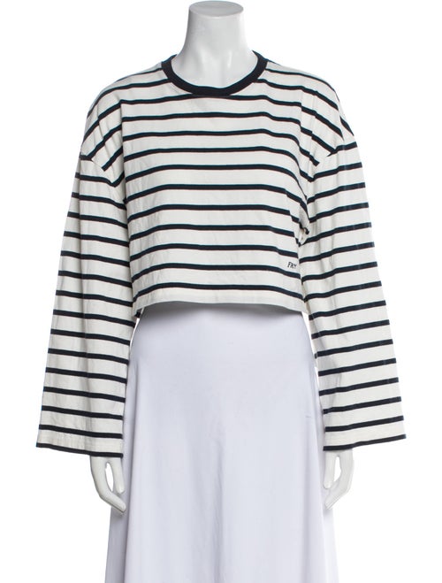 FRAME Striped Crew Neck Crop Top
