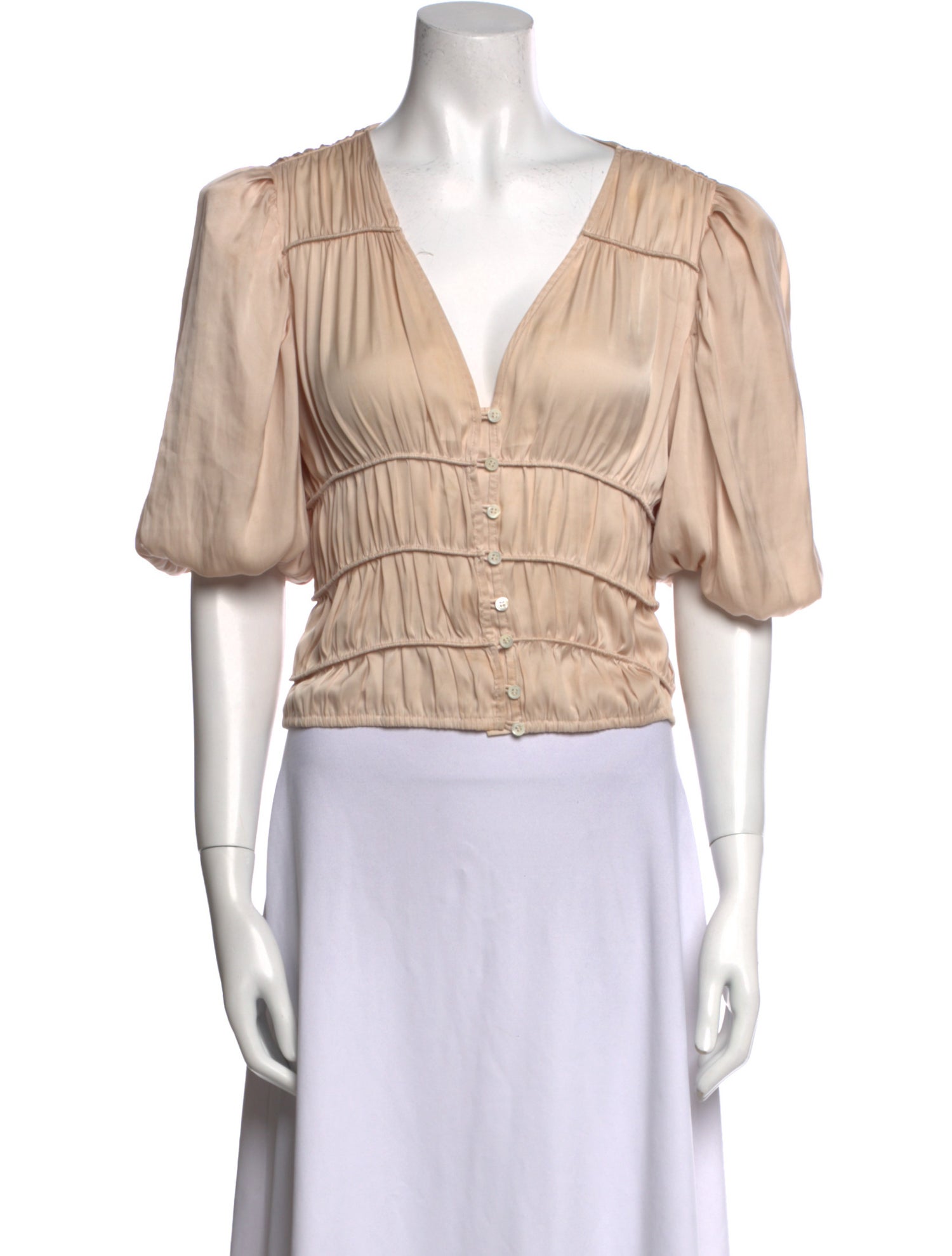 FRAME V-Neck Short Sleeve Crop Top