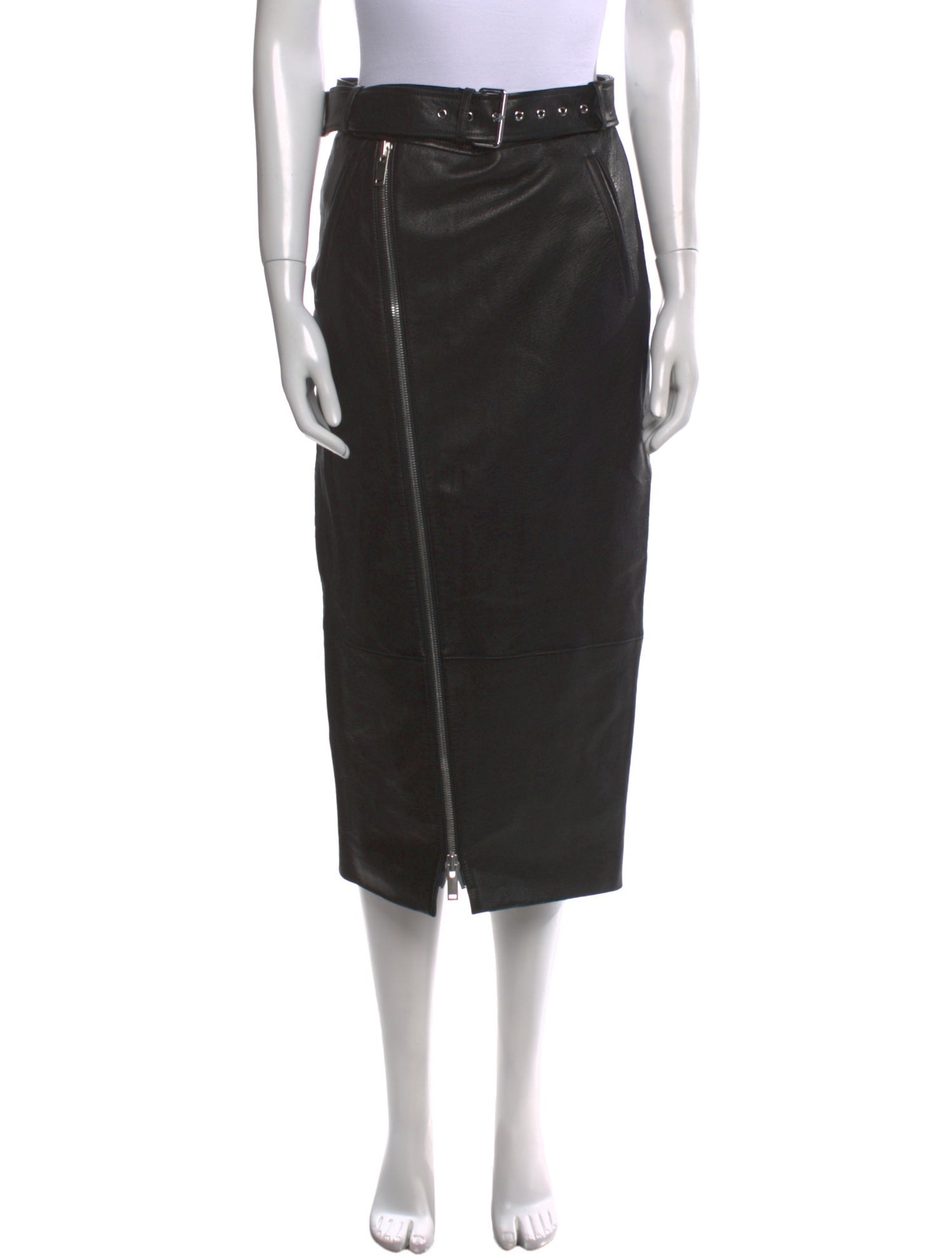 FRAME Lamb Leather Midi Length Skirt