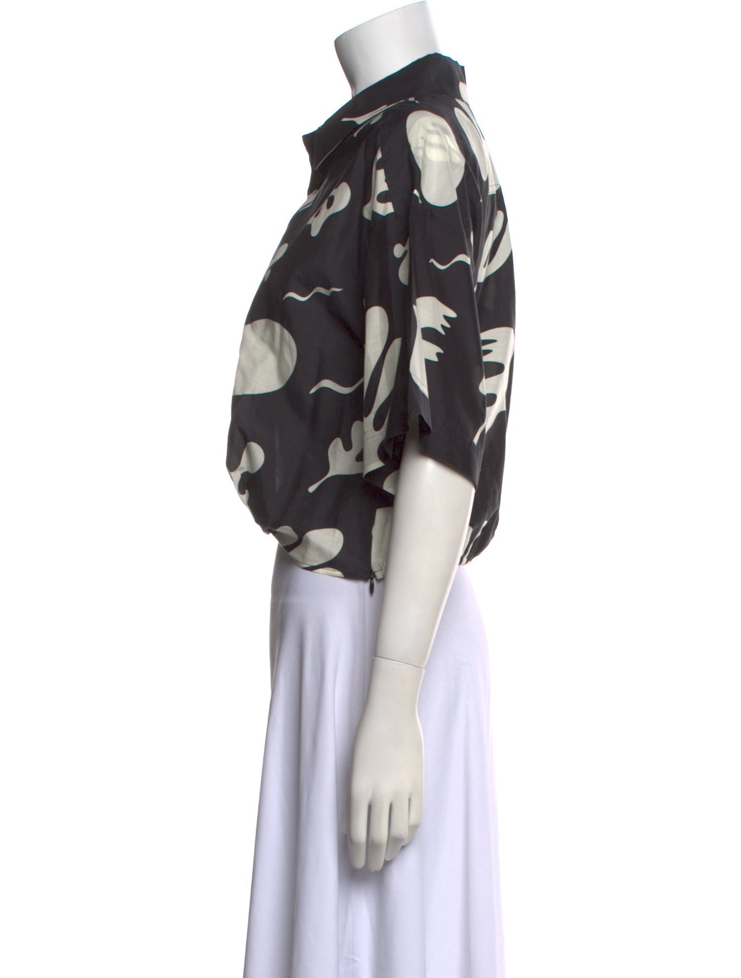 FRAME Printed Mock Neck Crop Top