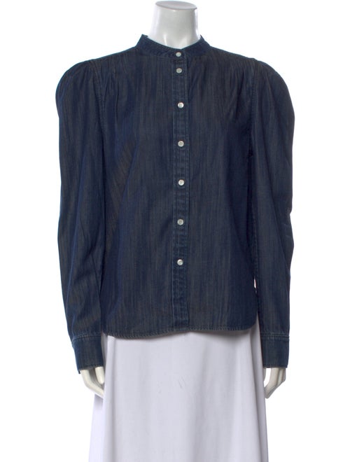 FRAME Mock Neck Long Sleeve Button-Up Top