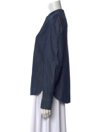 FRAME Mock Neck Long Sleeve Button-Up Top