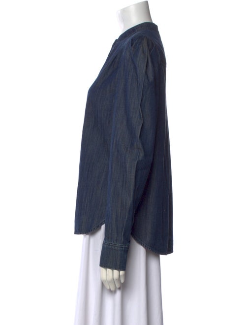 FRAME Mock Neck Long Sleeve Button-Up Top