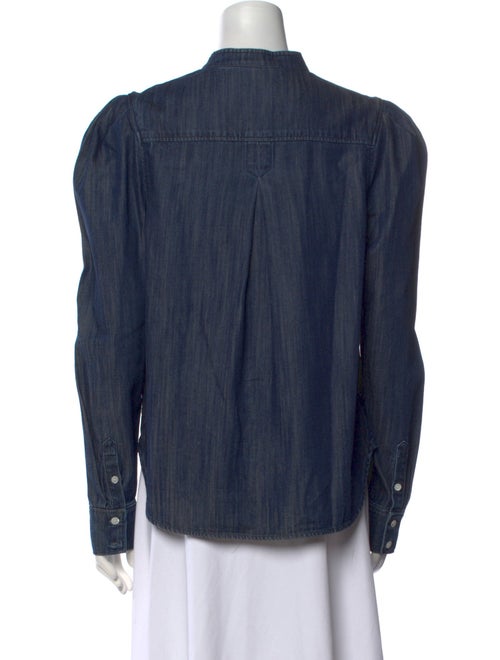 FRAME Mock Neck Long Sleeve Button-Up Top