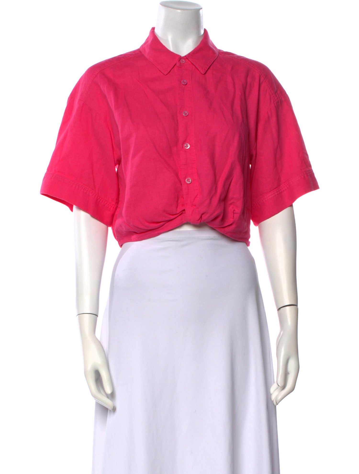 FRAME Linen Short Sleeve Crop Top