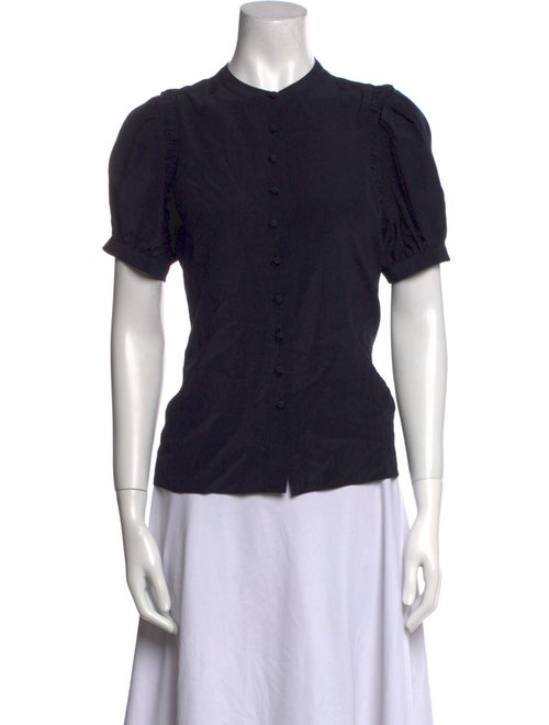 FRAME Silk Crew Neck Button-Up Top