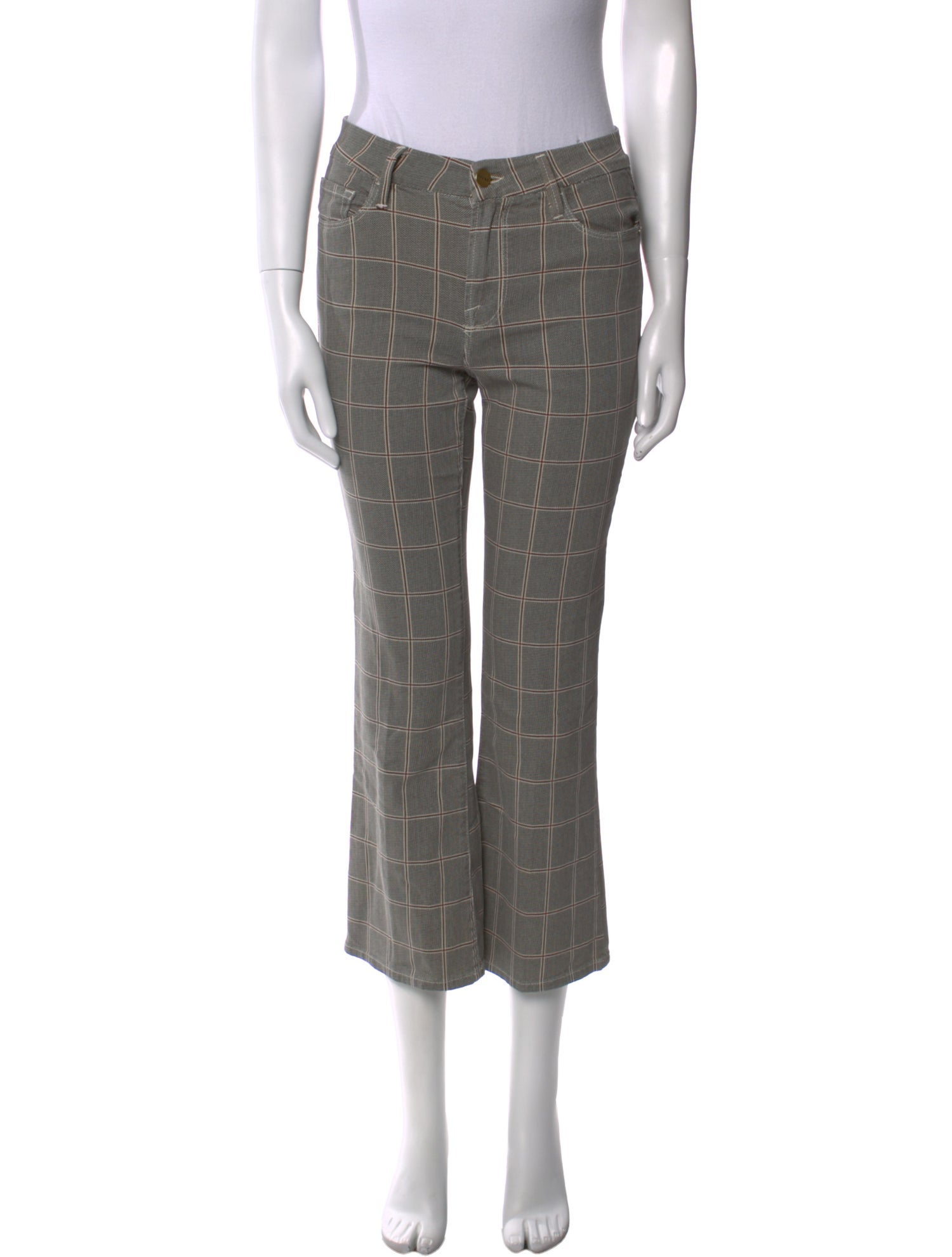 FRAME Plaid Print Wide Leg Pants