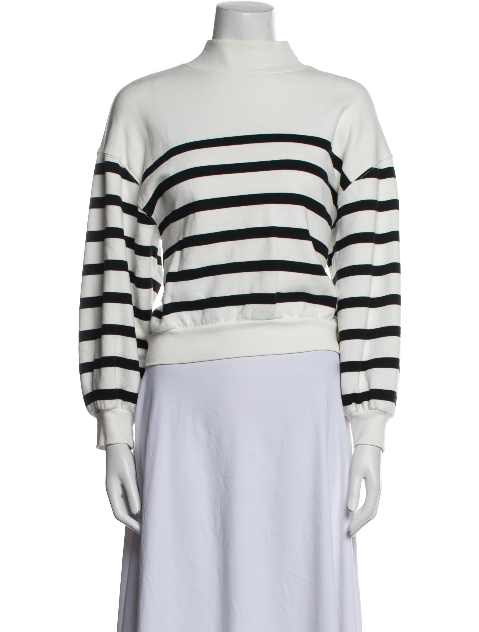 FRAME Striped Mock Neck Sweatshirt