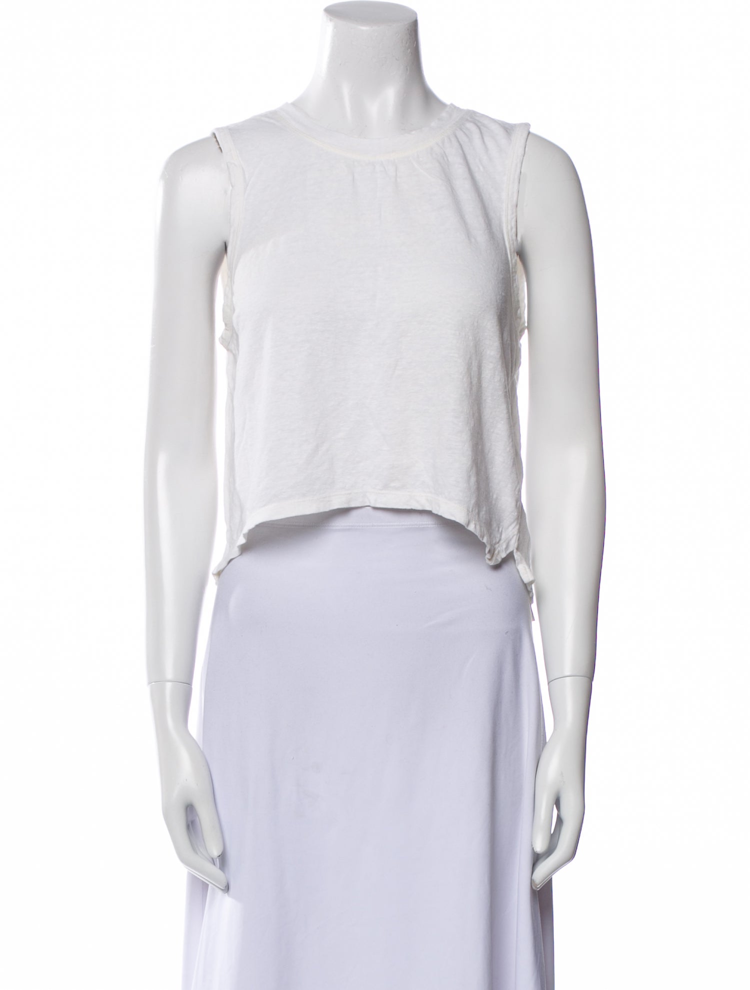 FRAME Linen Crew Neck Crop Top