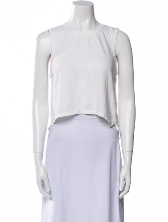 FRAME Linen Crew Neck Crop Top