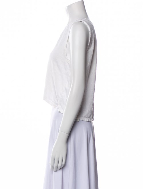 FRAME Linen Crew Neck Crop Top