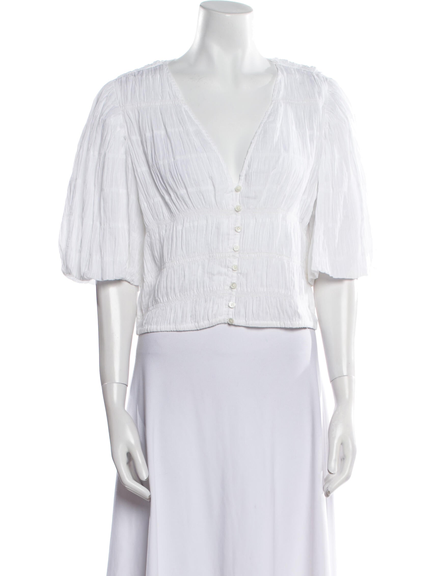 FRAME V-Neck Three-Quarter Sleeve Crop Top