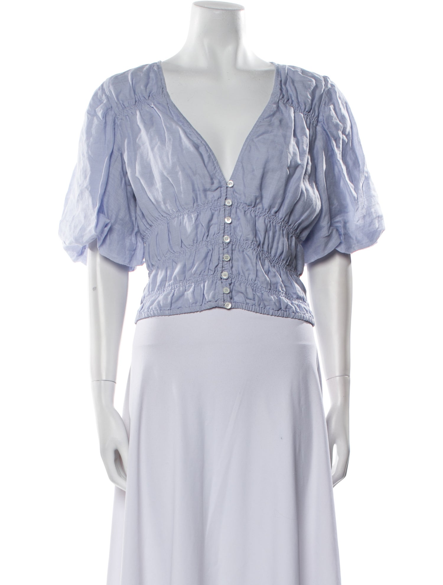 FRAME V-Neck Short Sleeve Crop Top