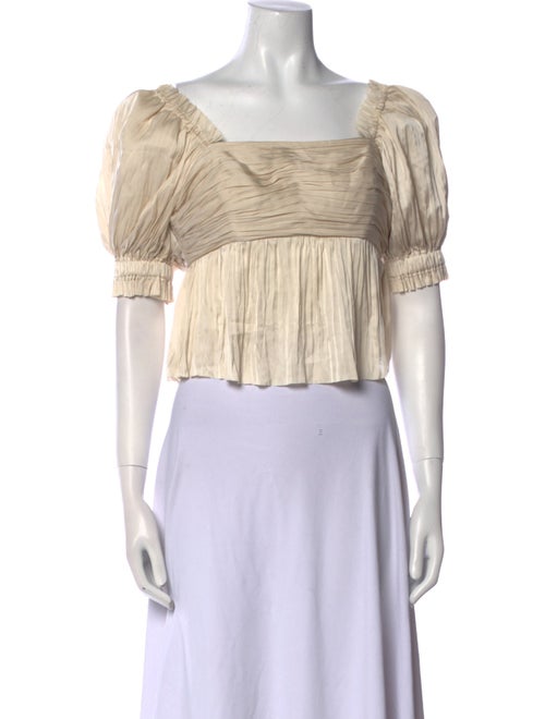 FRAME Square Neckline Short Sleeve Crop Top