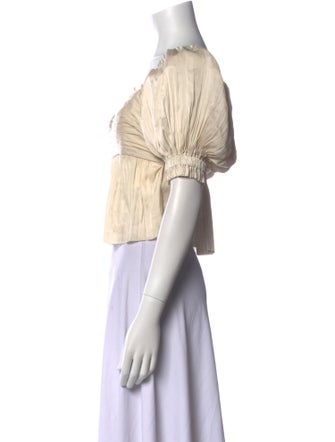 FRAME Square Neckline Short Sleeve Crop Top