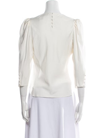 FRAME Silk V-Neck Blouse