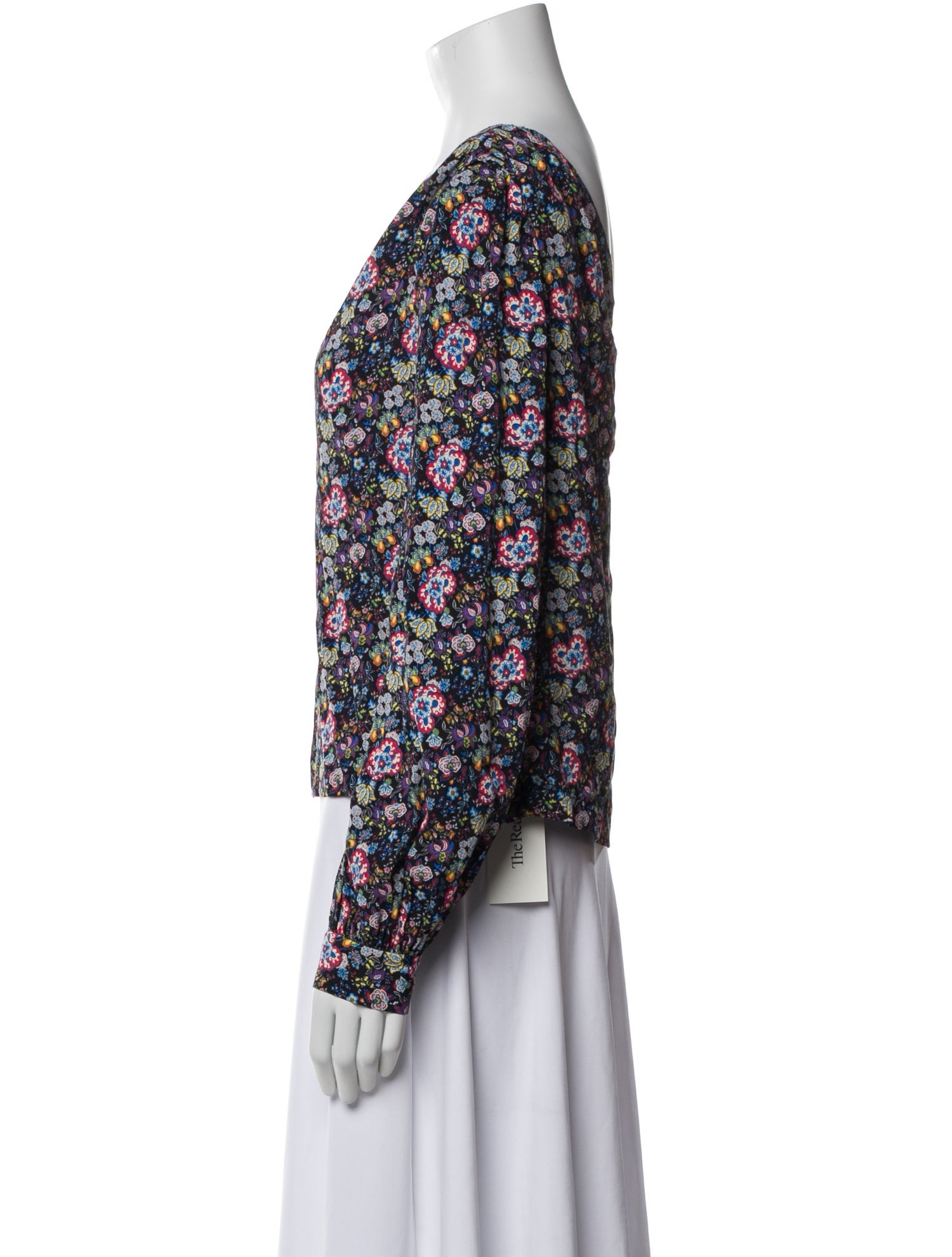 FRAME Floral Print One-Shoulder Blouse