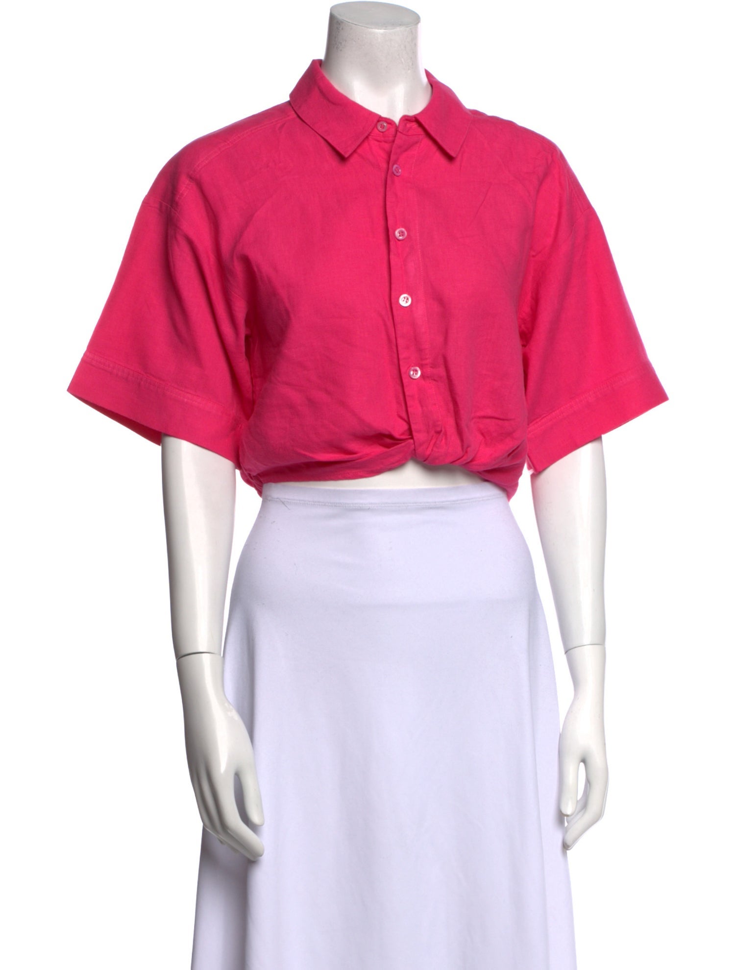 FRAME Linen Short Sleeve Crop Top