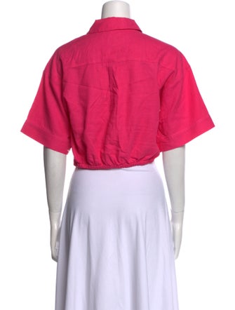 FRAME Linen Short Sleeve Crop Top