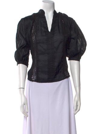 FRAME V-Neck Short Sleeve Crop Top