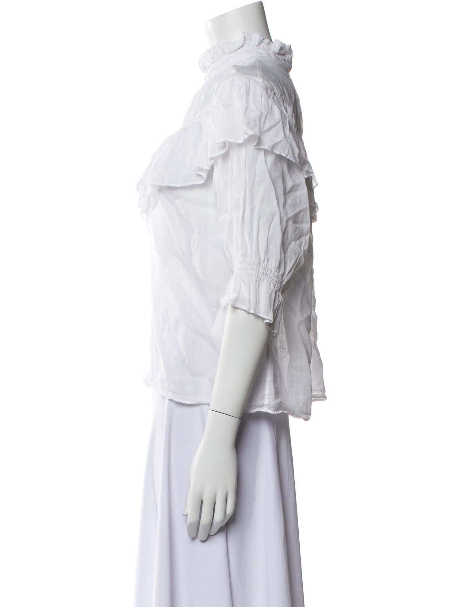 FRAME Mock Neck Three-Quarter Sleeve Blouse