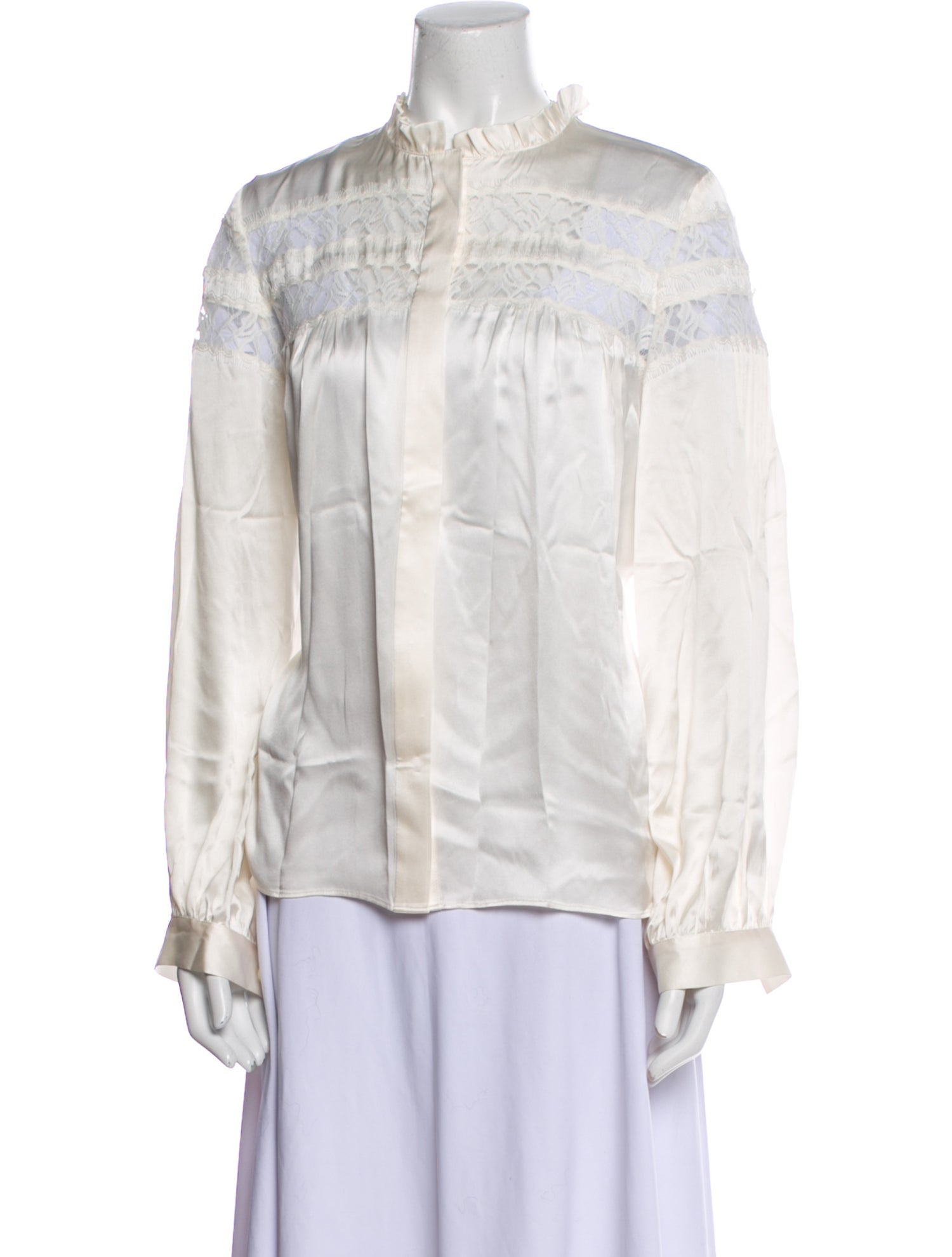 FRAME Silk Mock Neck Blouse