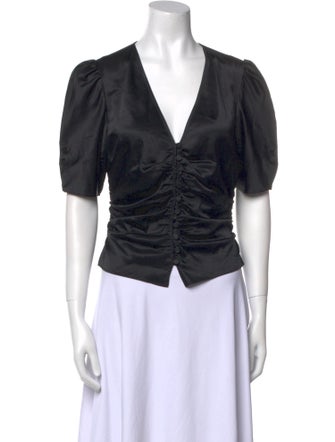 FRAME Silk V-Neck Top