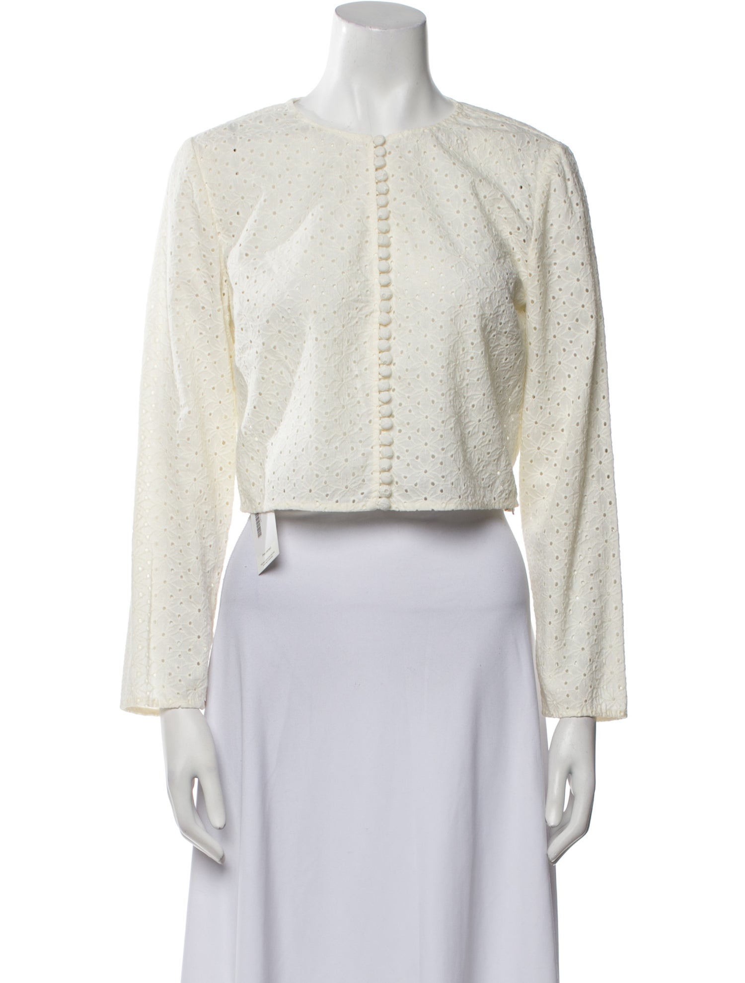 FRAME Crew Neck Long Sleeve Crop Top