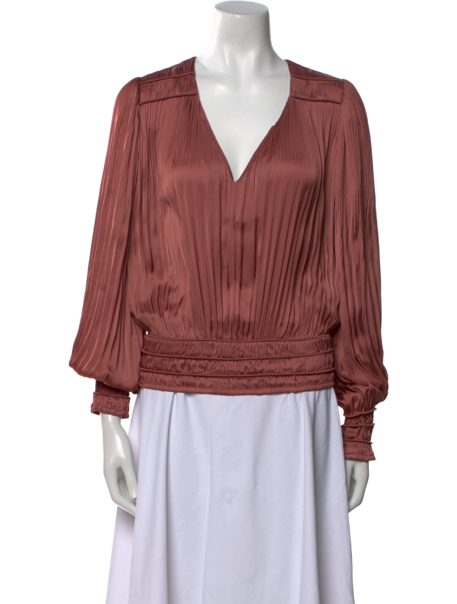 FRAME V-Neck Long Sleeve Blouse