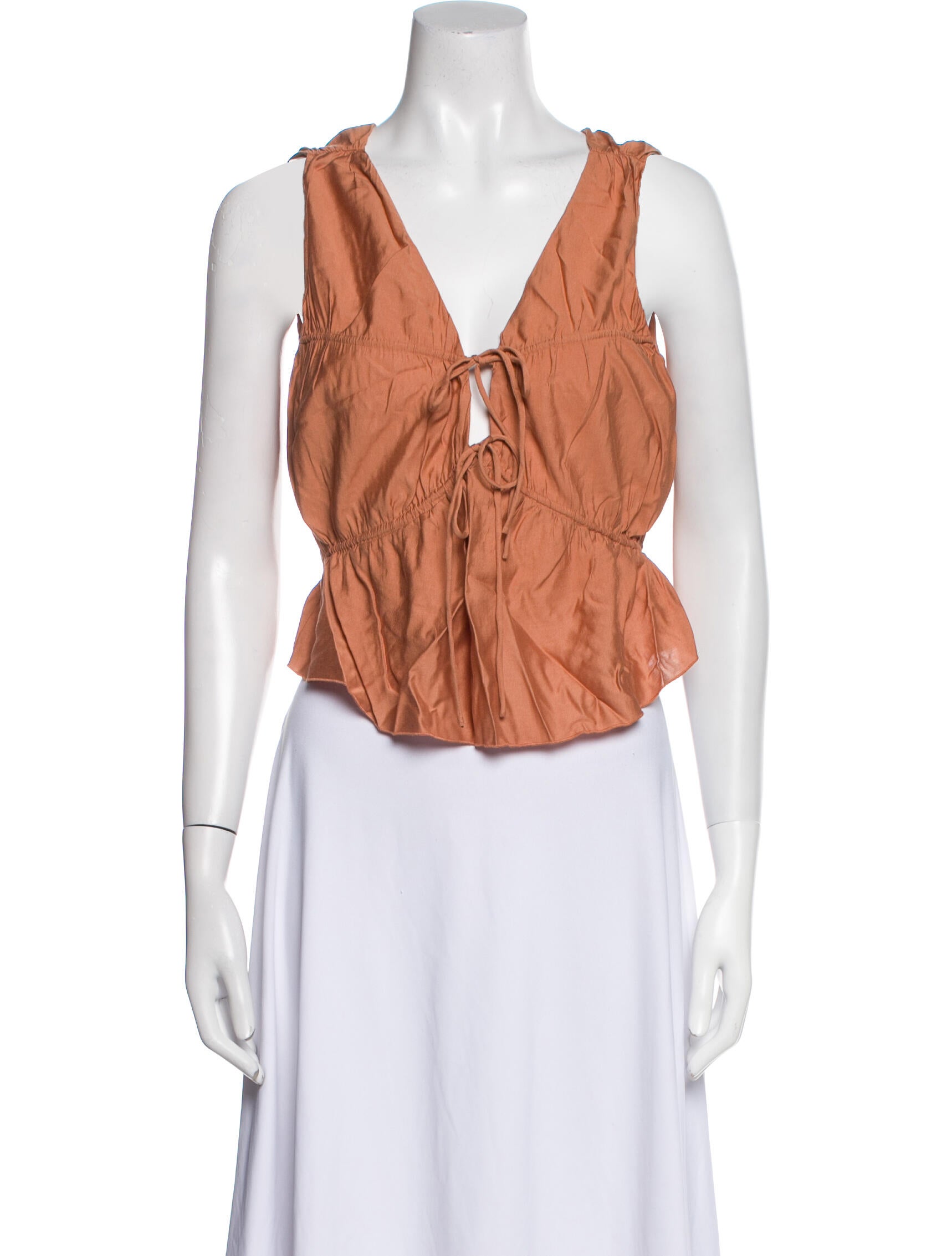 FRAME V-Neck Sleeveless Crop Top