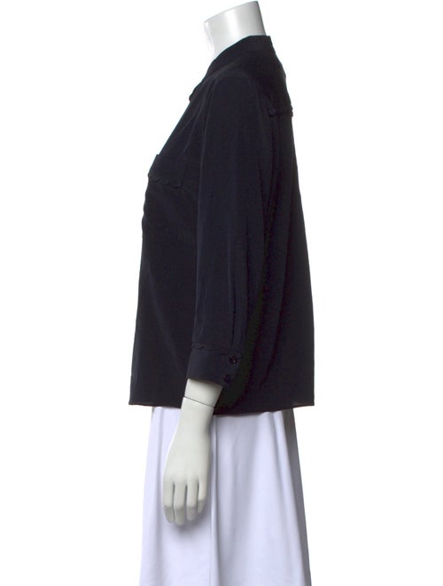 FRAME Silk Three-Quarter Sleeve Button-Up Top