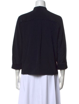 FRAME Silk Three-Quarter Sleeve Button-Up Top