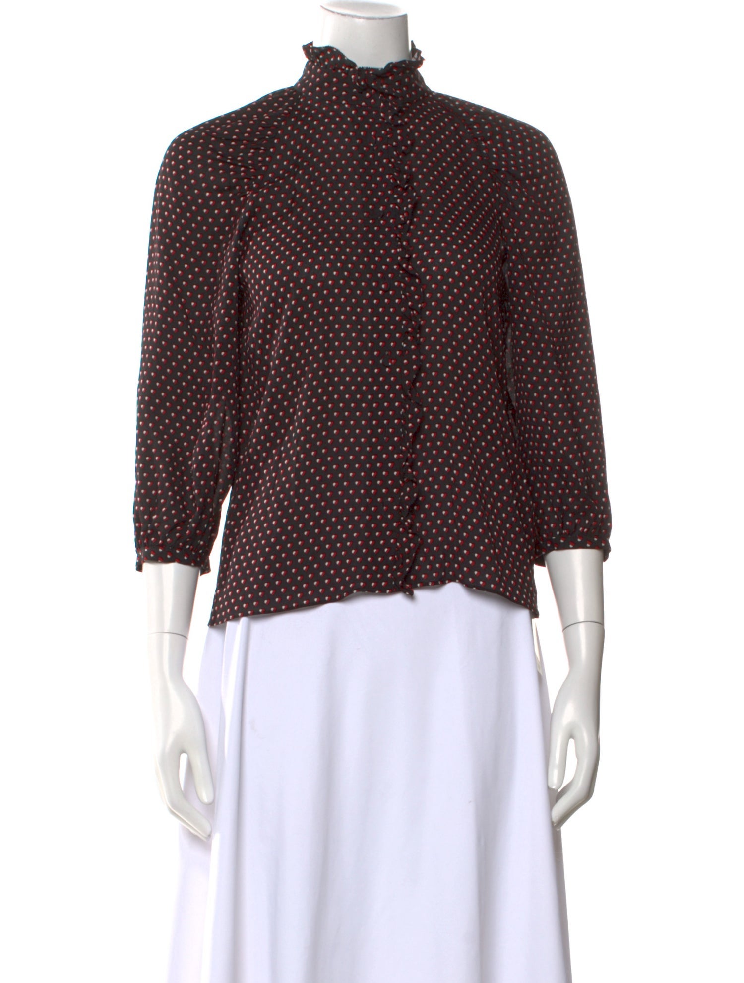 FRAME Silk Polka Dot Print Blouse