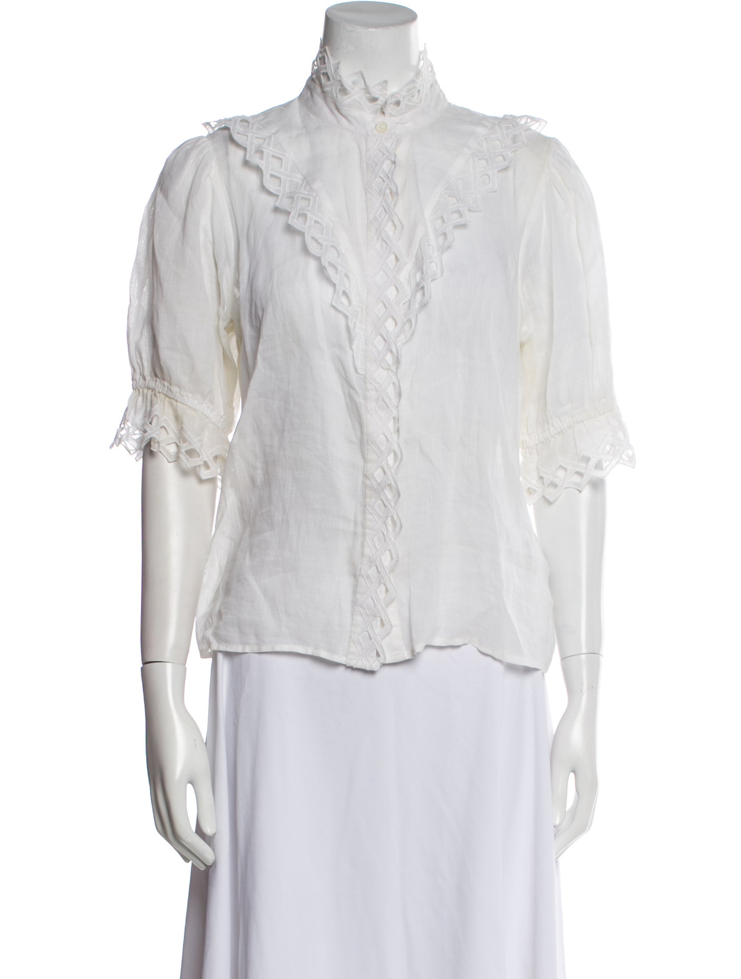 FRAME Mock Neck Three-Quarter Sleeve Blouse