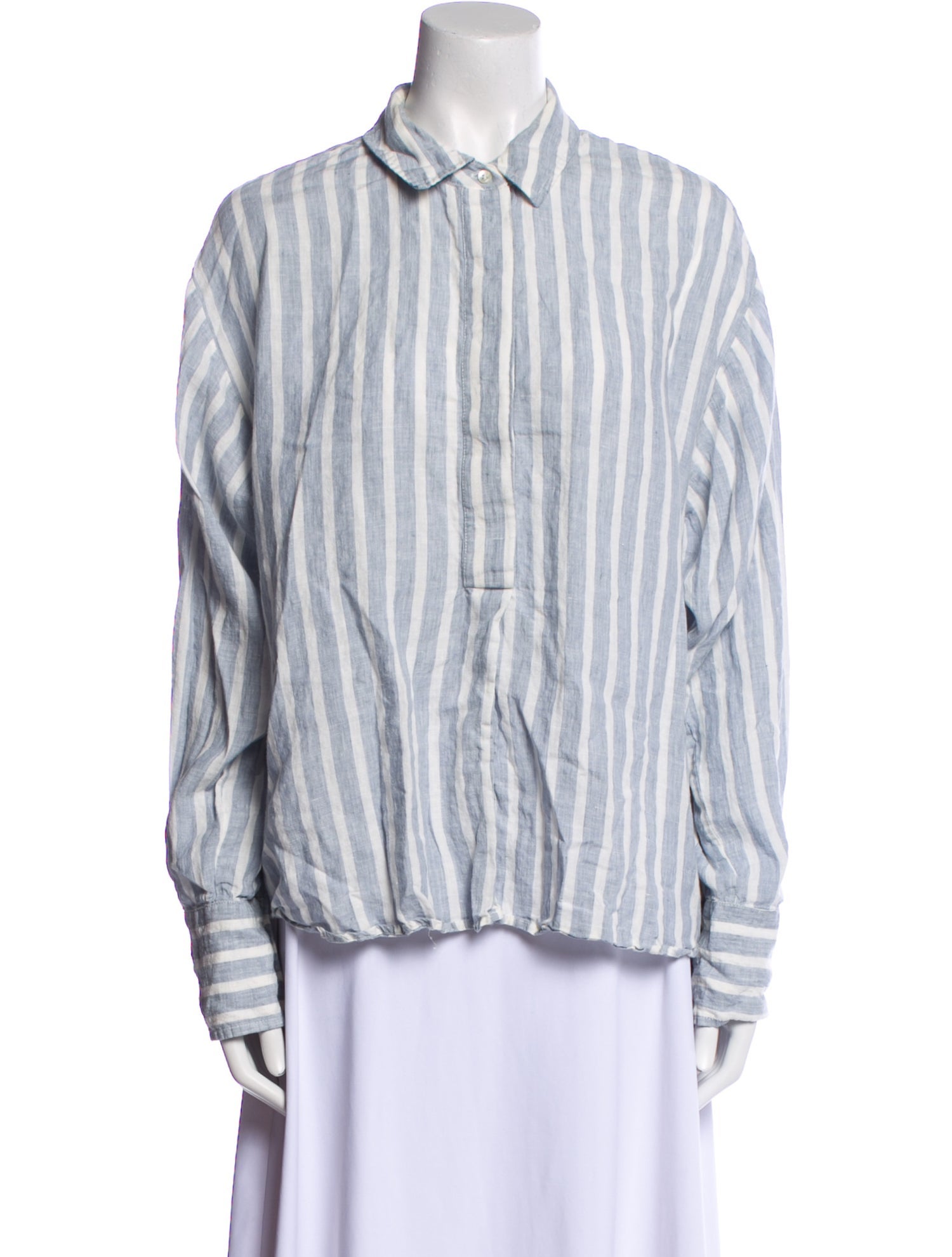 FRAME Linen Striped Button-Up Top
