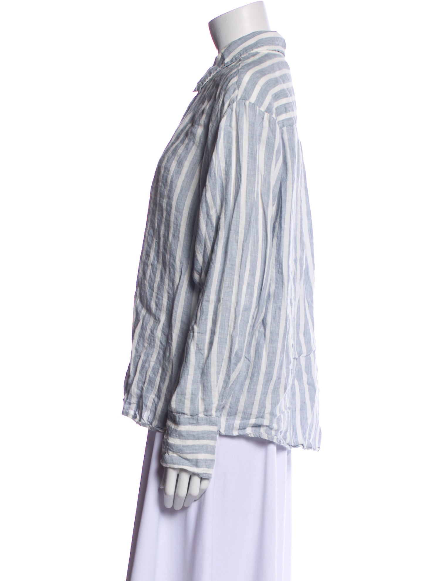 FRAME Linen Striped Button-Up Top