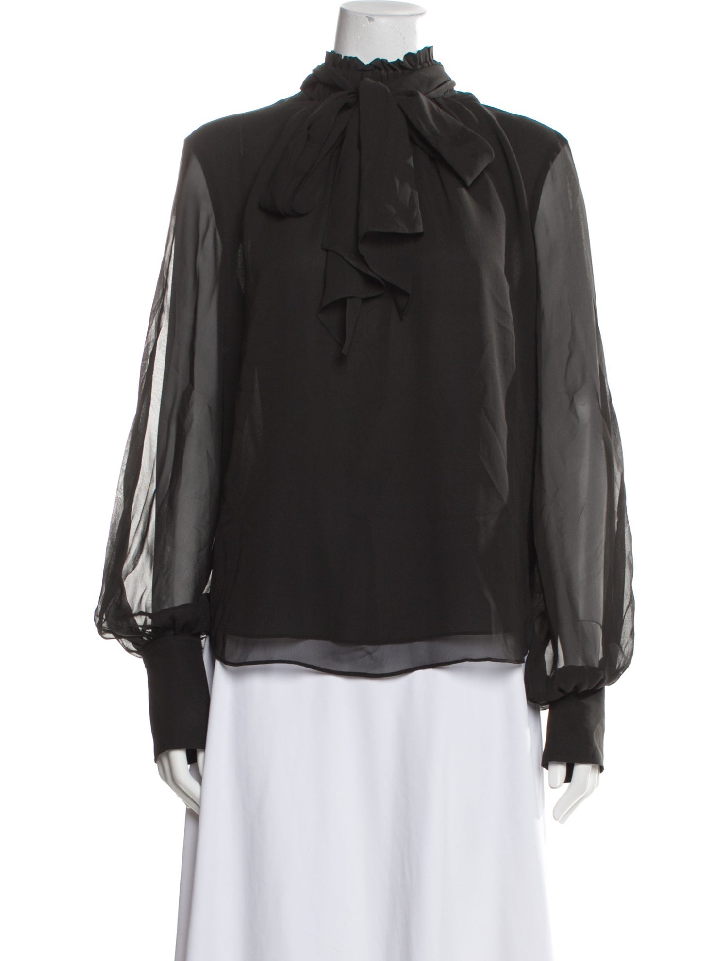 FRAME Silk Mock Neck Blouse