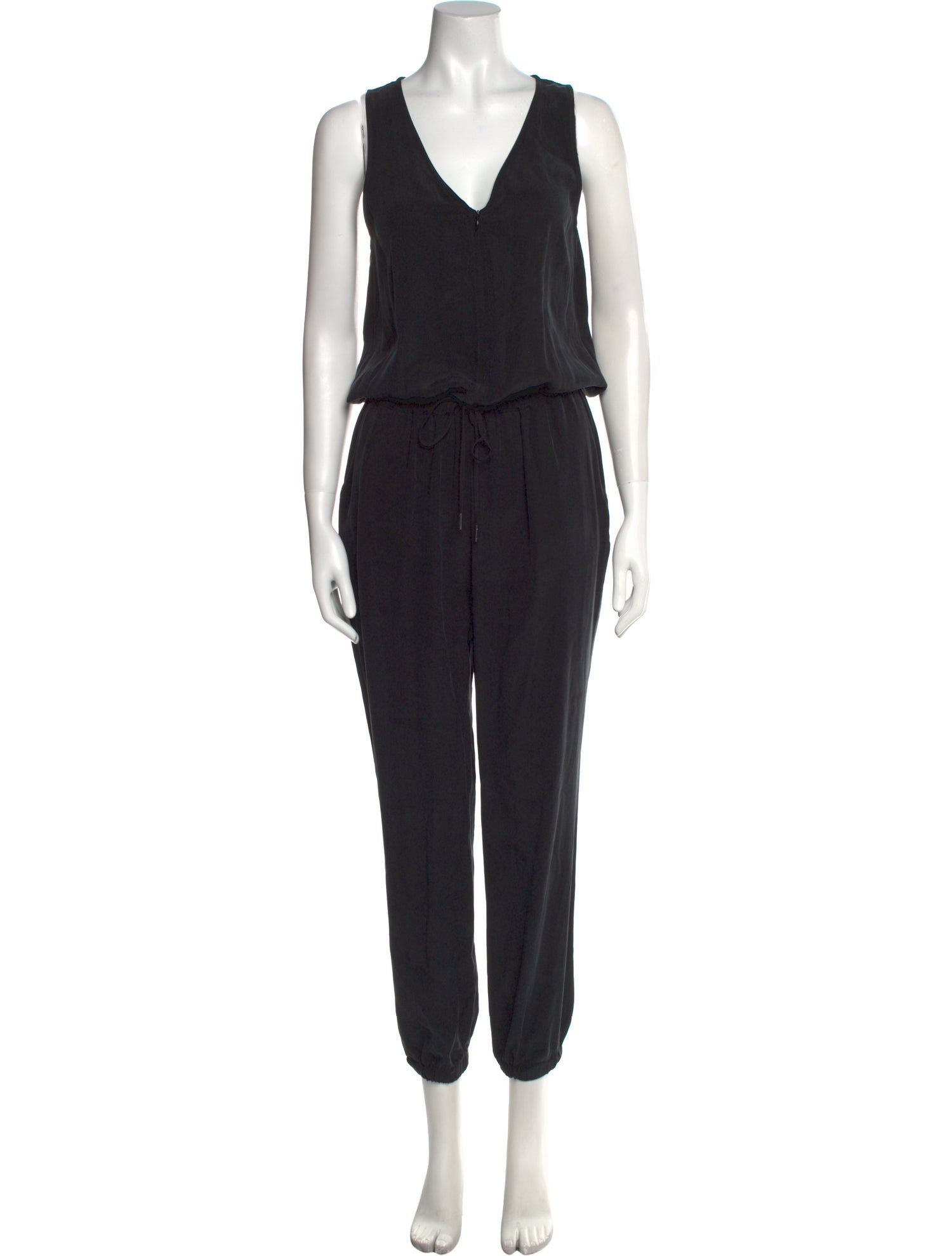 FRAME Silk V-Neck Jumpsuit