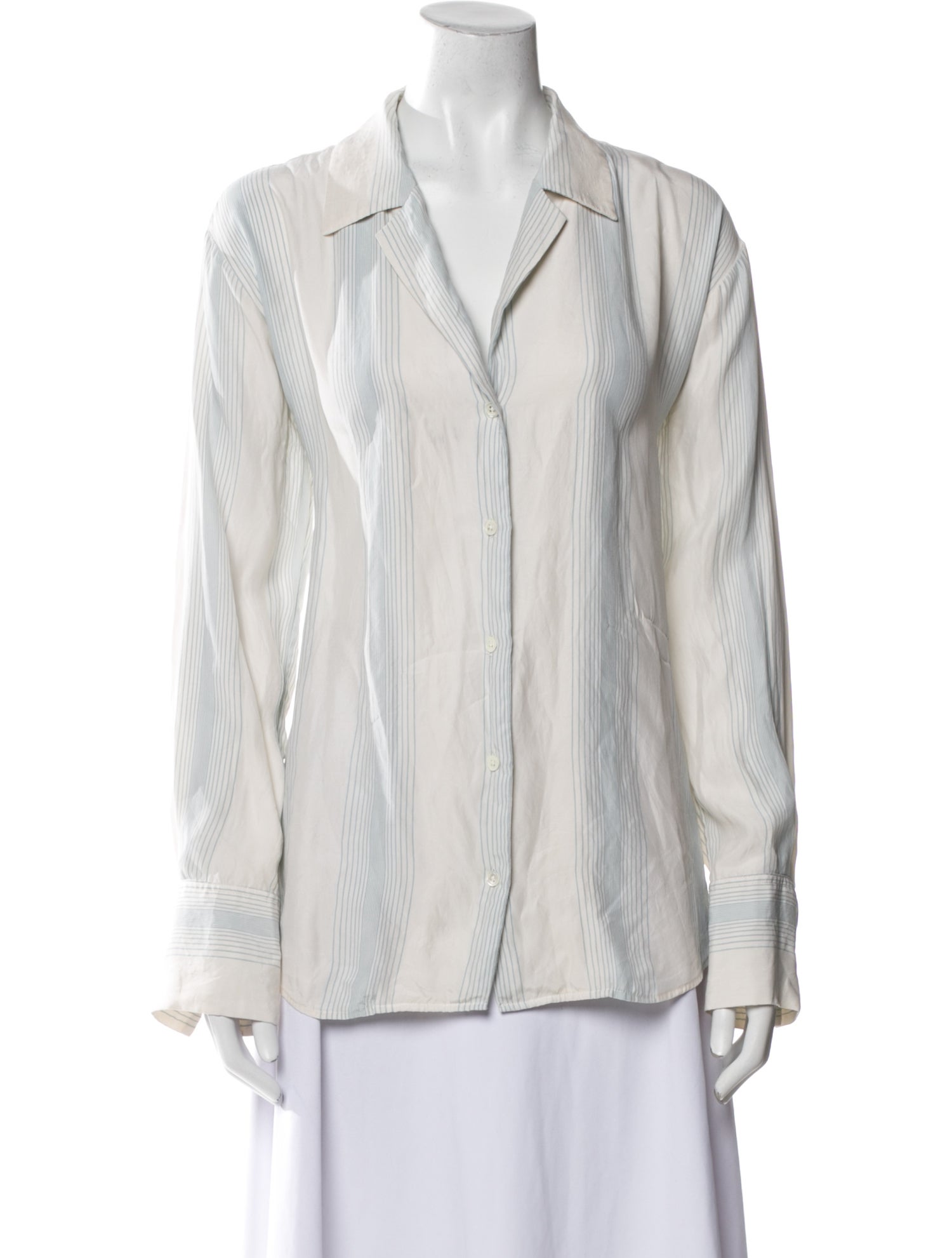 FRAME Silk Striped Button-Up Top