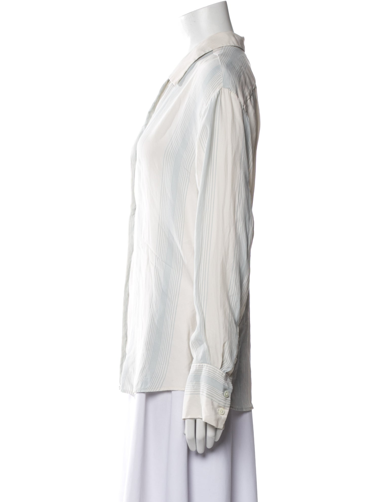 FRAME Silk Striped Button-Up Top