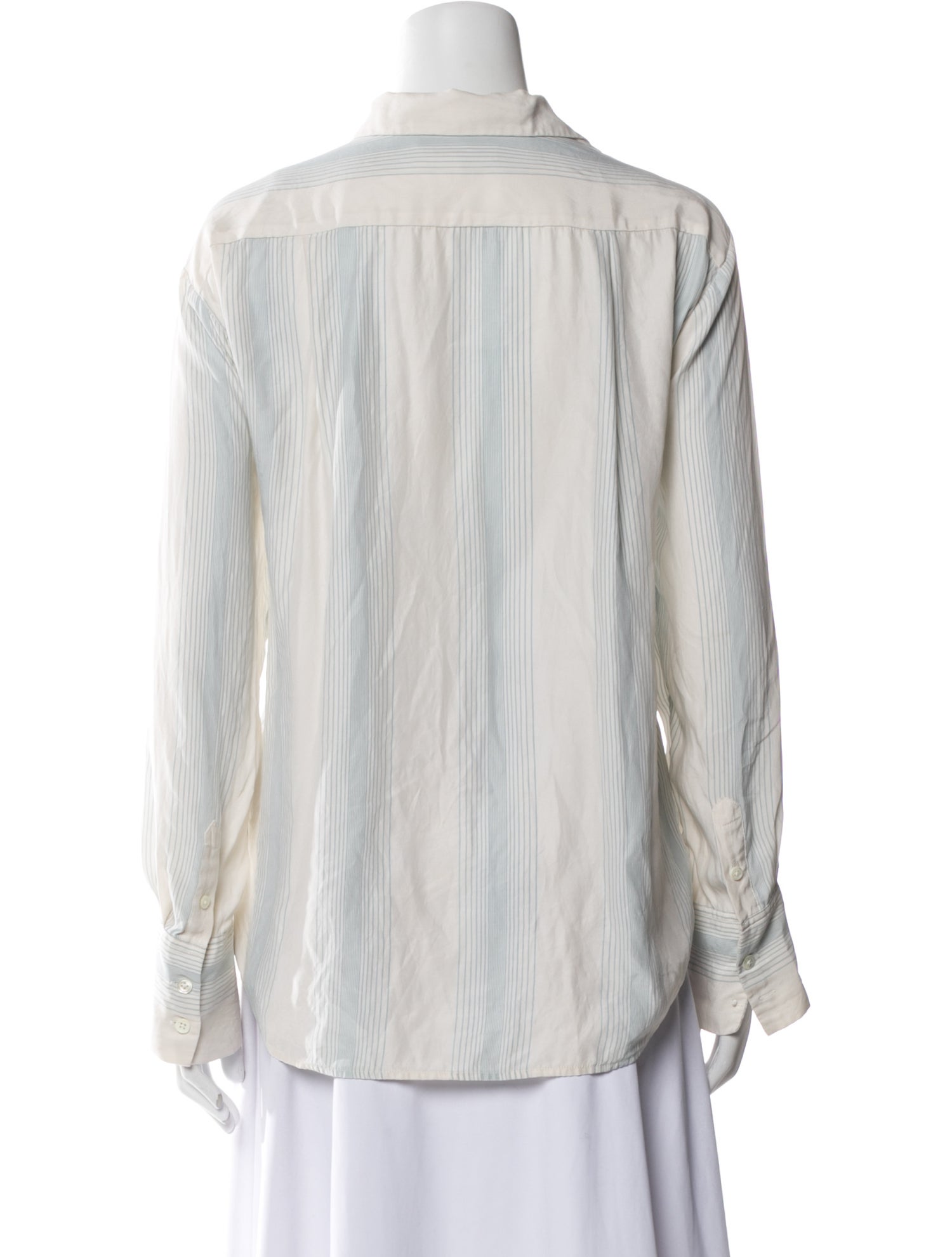 FRAME Silk Striped Button-Up Top