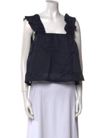 FRAME Square Neckline Short Sleeve Crop Top