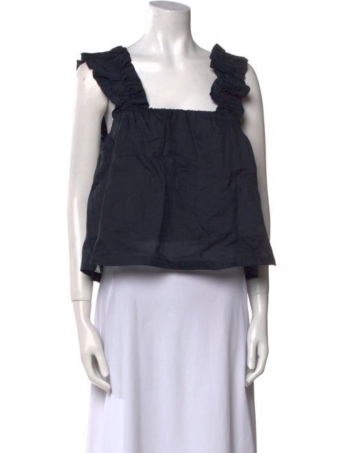 FRAME Square Neckline Short Sleeve Crop Top