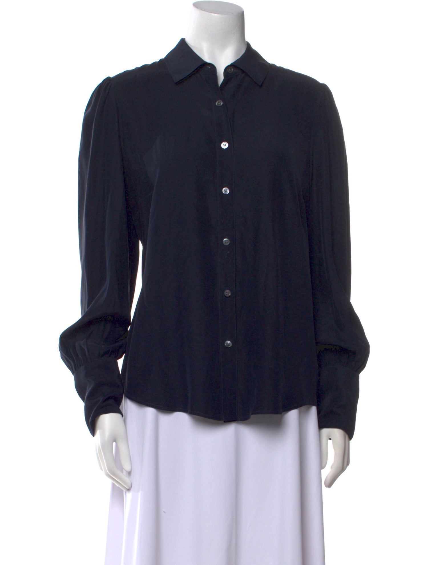 FRAME Silk Long Sleeve Button-Up Top