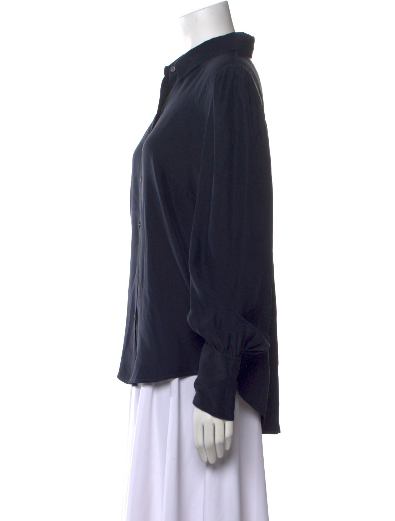 FRAME Silk Long Sleeve Button-Up Top