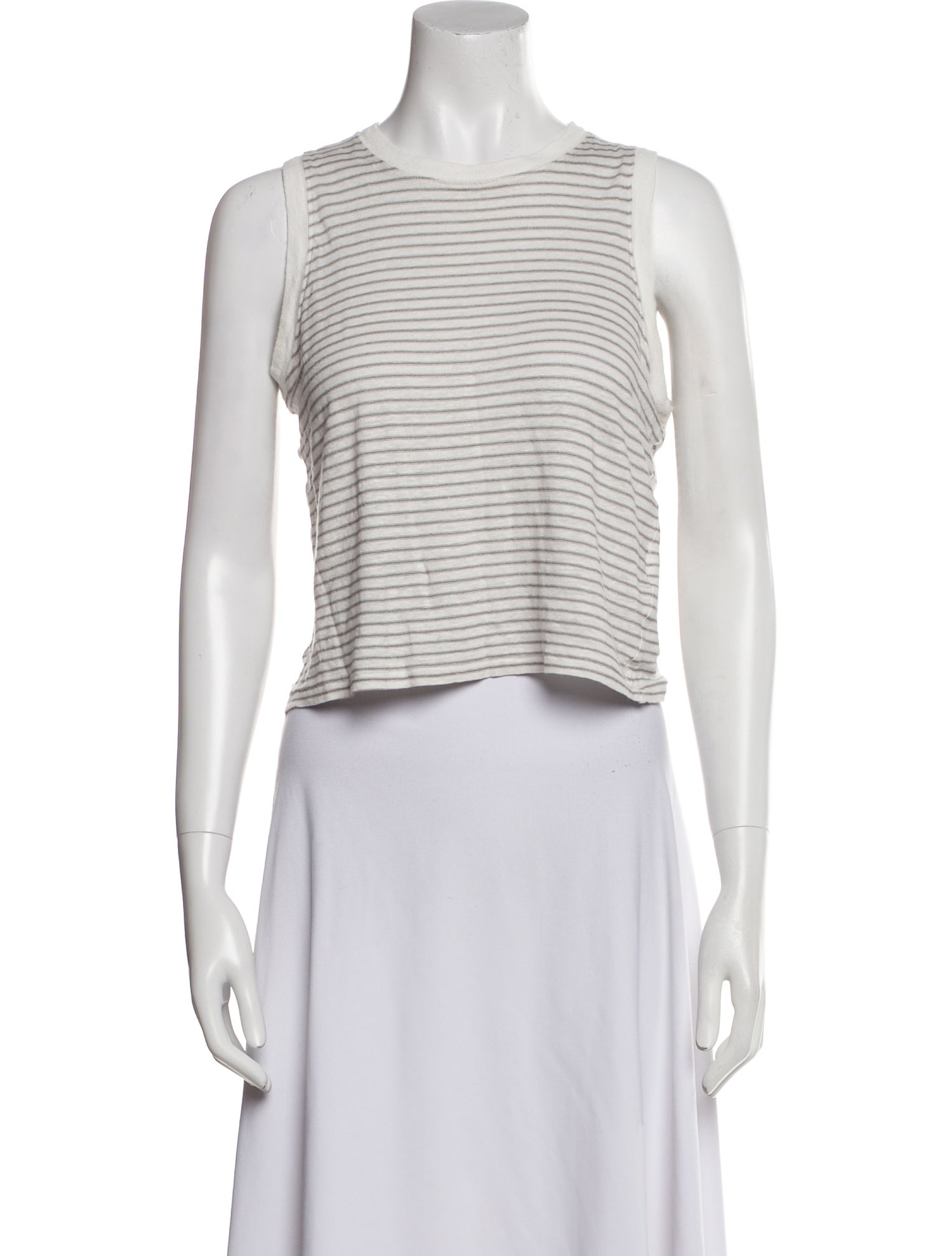 FRAME Linen Striped Crop Top